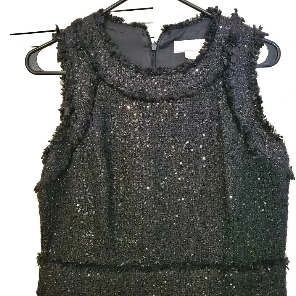 Michael Michael Kors Dress Womens Black 10P Petite Wool Shimmer Lined Fall Winte